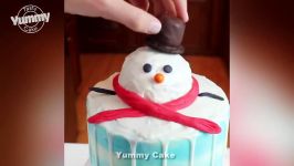 کیک آرایی  آموزش انواع تزیین کیک خوراکی کریسمس فوق العاده زیبا