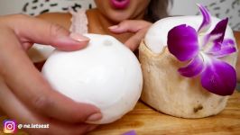 ASMR Young Coconut  NO TALKING Relaxing Soft Eating Sounds  N.E Lets Eat