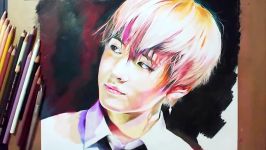 방탄소년단 뷔 색연필 팬아트 Drawing BTS V using colored pencil