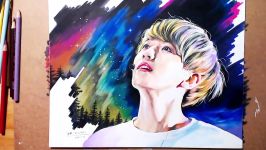 Drawing Baekhyun EXO 엑소 백현 팬아트 using colored pencil