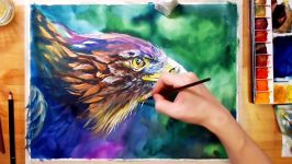 How to draw Colorful Eagle  Watercolor Speed Painting