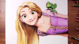 Rapunzel and Pascal Tangled  Colored pencil drawing  drawholic