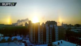 Stunning sundog captivates Russian citys locals TIMELAPSE