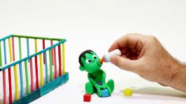 Baby Hulk needs Teddy bear Stop Motion Play Doh Cartoon for children