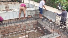 Construction Concrete Beams Foundation Using Ready Mixed Concrete 