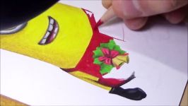 MERRY CHRISTMAS BY MINIONS 100th VIDEO  Speed drawing