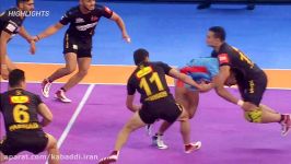 خلاصه بازی تیم تیتان ابوذر مهاجر محسن مقصودلو تیم Kabaddi Warriors