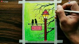 New Year Drawing for Beginners with Oil Pastels  step by step