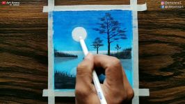 Beautiful Moonlight Landscape Drawing for Beginners with Oil Pastels