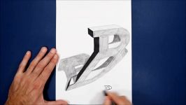 3D Trick Art on Paper Letter B with Graphite Pencil