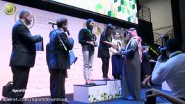 مراسم اهدای جام به سارا خادم الشریعه مسابقات قهرمانی جهان