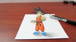 How to Draw 3D Goku Easy  Dragon Ball  3D trick Art