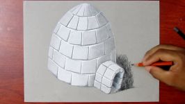 Drawing a 3D Igloo  Anamorphic Drawing on Paper