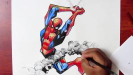 Drawing Spider man  Watercolor Ink pen Colored pencils