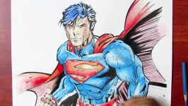 Drawing Superman  Watercolor Ink pen Colored pencils