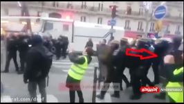 رفتار وحشیانه پلیس فرانسه یک معترض جلیقه زرد