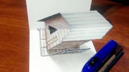 Amazing 3D Art  Drawing a 3D House on Paper  3D trick Art for Kids