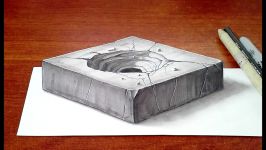 Drawing a 3D Bullet Hole on Concrete Block Illusion. Trick Art