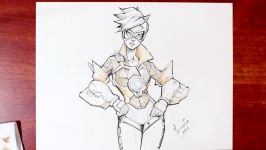 Tracer  Overwatch Character  InkWatercolor Drawing