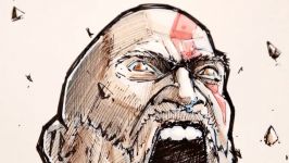 Kratos  God of War 2017  Ink and Watercolor Drawing