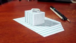 How to Draw 3D Cube with Lines 3D Trick Art on Paper Easy 3D Art for Kids