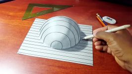 Easy Trick Art  How to draw 3D Dome on Line Paper  3D Illusion Drawing