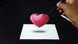 How to Draw a 3D Floating Red Heart  Easy Trick Art