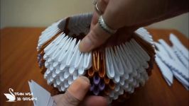 اوریگامی سه بعدی گلدان  آموزش ساخت گلدان کاغذی  کاردستی