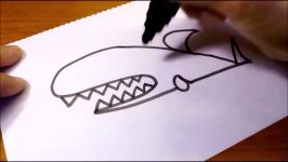 Very Easy  How to Draw Cute Doodle Using Letters SHARK for kids