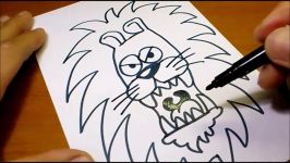 Very Easy How to turn words LION into a Cartoon  art on paper for kids