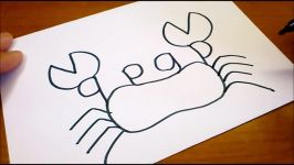 Very Easy How to turn words CRAB into a Cartoon  art on paper for kids