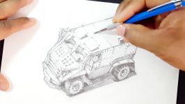 Quick Sketching Military Vehicle with Graphite Pencil