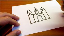 Very Easy  How to Draw a Castle  art on paper for kids