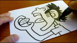 Very Easy How to turn words EAT into a Cartoon  Easy and Cute art on paper
