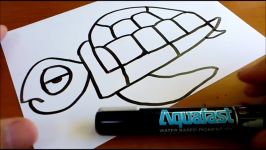 Very Easy How to turn words TURTLE into a Cartoon  Easy and Cute art on paper