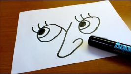 Very Easy How to turn words EYE into a Cartoon  art on paper for kids