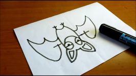 Very Easy How to turn words BAT into a Cartoon  art on paper