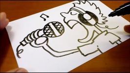 How to turn words SING into a Cartoon  art on paper for kids