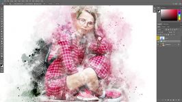آموزش اکشن فتوشاپ تبدیل تصاویر به نقاشی آبرنگی افکت رنگ پاشی