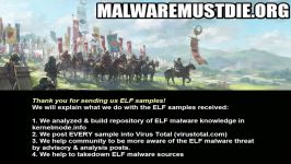 Report of our project in raising awareness of ELF malware  #MalwareMustDie NPO