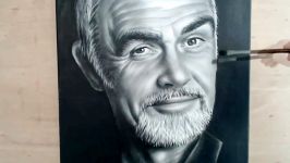 Sean Connery speed drawing portrait dry brush How To Paint