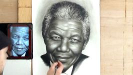 Nelson Mandela Portrait speed drawing painting photorealism.