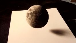Drawing of a Moon in 3D AMAZING illusion