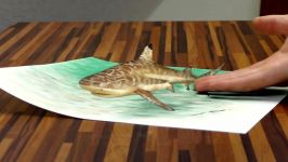 Drawing a shark 3D Trick Art by Stefan Pabst