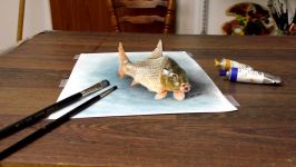 Drawing in 3D of realistic mon carp dibujar bien paso a paso desenho