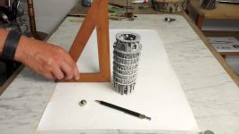 Drawing of Tower of Pisa Italy in 3D by Stefan Pabst speed painting