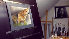 Trick Art 3D Painting of a Dog from photo Speed Drawing