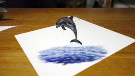 Dolphin fish painting in 3D Trick Art Illusion