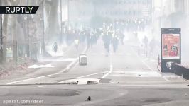 درگیری شدید روز گذشته جلیقه زردها پلیس ضد شورش فرانسه