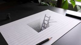 Easy Drawing of a hole with ladder 3D Trick Art for Kids